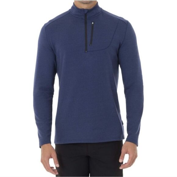 Swiss Tech Men's Blue Long Sleeve Qtr Zip Pullover Top - Picture 1 of 12